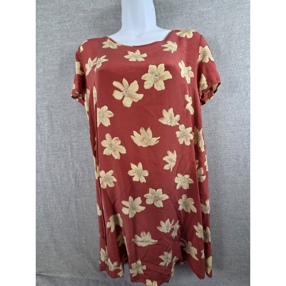 Putumayo 100% Silk Shift Mini Dress S Vintage 1990s Floral‎ Cottagecore Fairy